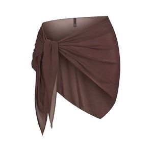 NWT SKIMS Mesh Tie Sarong Mini Skirt Cover Ups in Cocoa Size S/M
